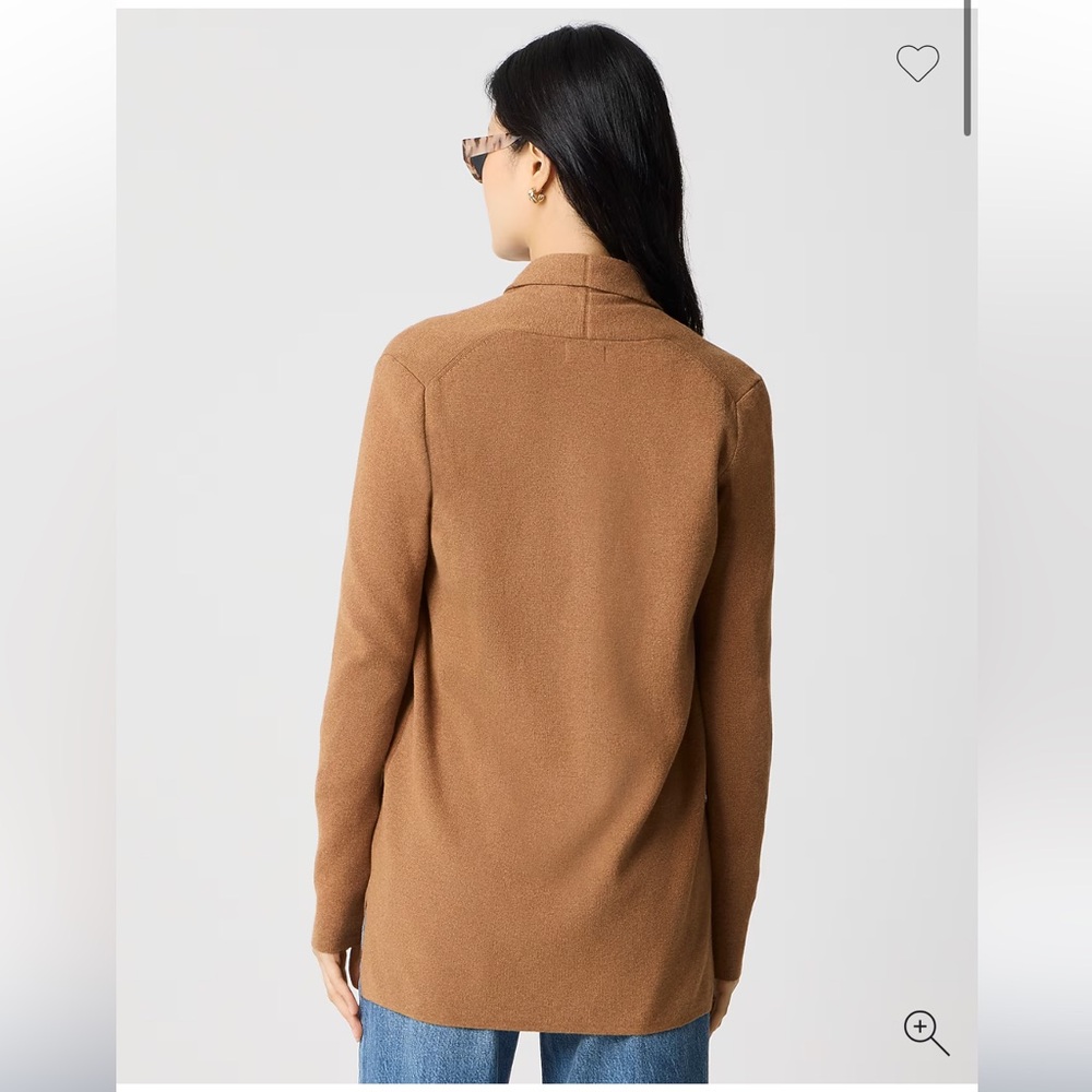 J. Crew XS Chelsea sweater blazer Tan camel Open-Front Cardigan 100% cotton knit - Picture 2 of 14